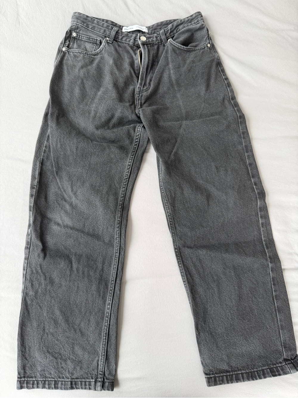 Bershka Men's Relaxed Washed Gray Jeans